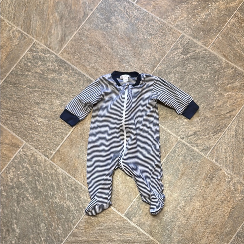 Kissy Kissy Navy Striped Footie